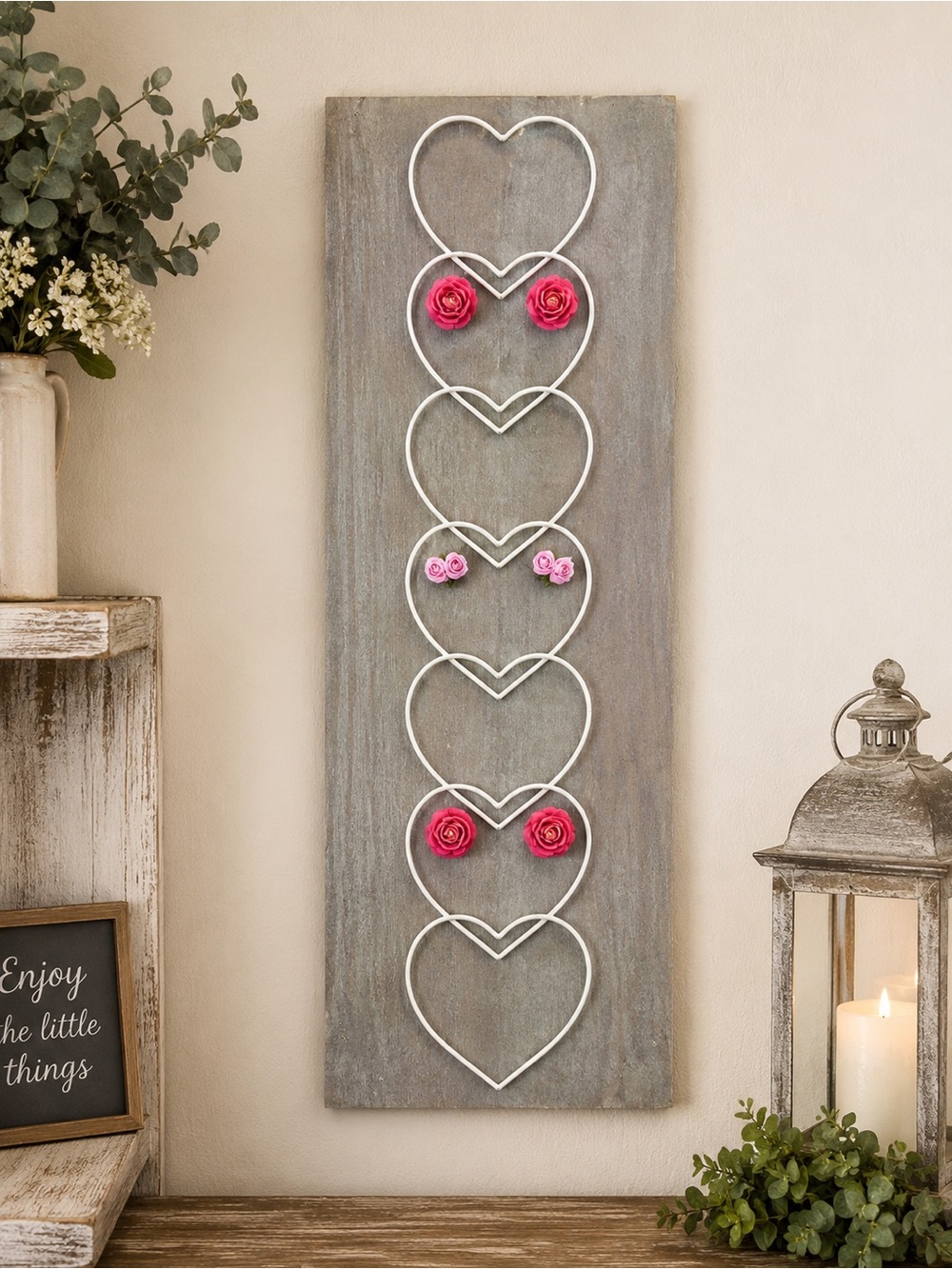 Farmhouse Heart Wall Decor Floral Rustic Hanging Art